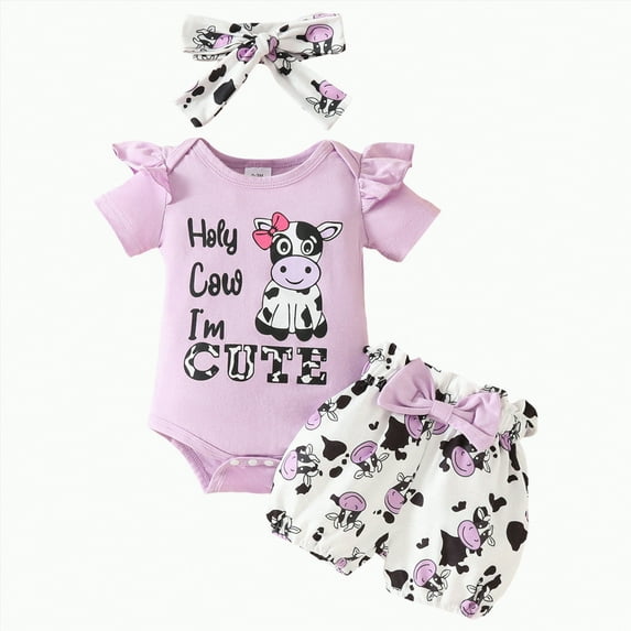 mgoYE Baby Girl Clothes 3 Months Ruffle Romper Toddler Girl Floral Cotton Pant Sets Girls Clothing Outfit|Purple 9-12 Months
