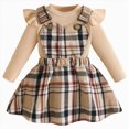 thumbnail image 1 of mgoYE Newborn Infant Baby Girl Dress Clothes 9 12 18 24m 3t Winter Outfits Top Romper Overalls Dresses Suspender Skirt Set for Girls(Beige,12-18 Months), 1 of 7
