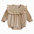 thumbnail image 1 of mgoYE Newborn Infant Baby Girl Winter Romper Solid Ruffled Jumpsuit Baby Velvet Shirt Fall Clothes One Piece Outfit(Beige,0-3 Months), 1 of 6