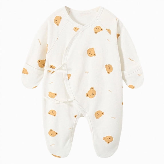 mgoYE Newborn Romper Coming Home Outfit Unisex Cotton Pattern Button Jumpsuits for Infant Baby Boys Girls(Yellow,3-6 Months)