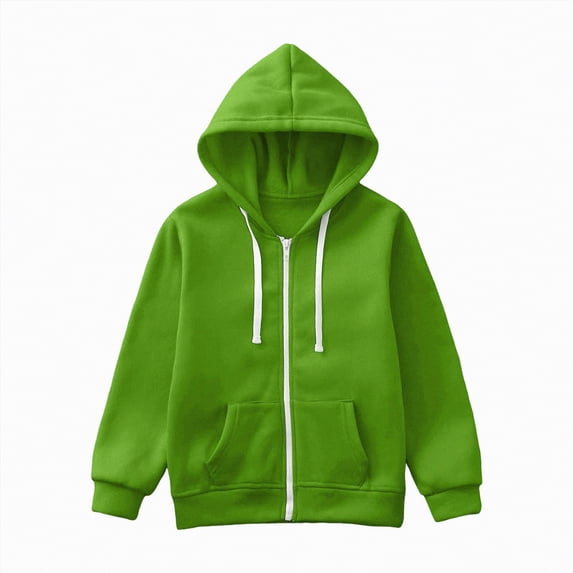 mgoYE Orange Hoodie Kids Toddler Jacket Fall Sweatshirt Solid Zip up Hoodie Top Sleeve up Girls Boys Kids Top Coat Outerwear Boys Hoodie(Green,6-7 Years)
