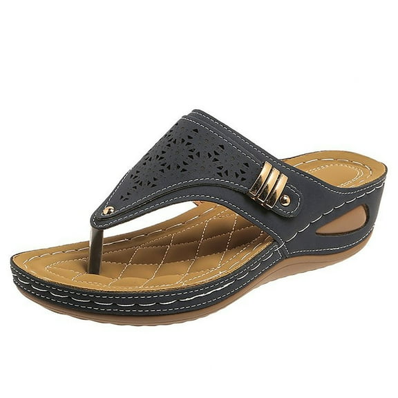 mgoYE Orthopedic Sandals for Women Summer Comfortable Wedge Flip Flops Arch Support Walking Sho|Blue 7.5