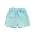 thumbnail image 1 of mgoYE Pants Girls Toddler Baby Girl Shorts Gingham Plaid Print Casual Bow Elastic Waist Short Pants Summer Clothes |Green,18-24 Months, 1 of 6