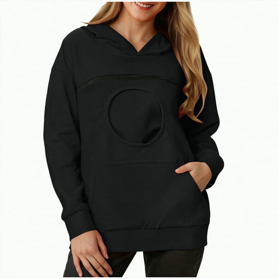 mgoYE Pet Pouch Hoodies,Sweatshirt With Pocket Front Carry Pouch for Small and Cats,Puppy Kitten Dogs Holder(Black,3XL)