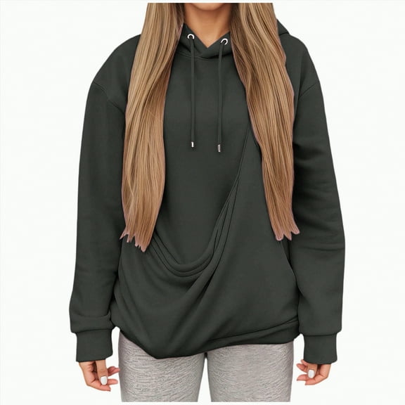 mgoYE Pet Pouch Hoodies for Women,Oversized Sweatshirt With Pocket Front Carry Pouch for Small And Cats,Puppy Kitten Dogs Holder(Dark Gray,2XL)