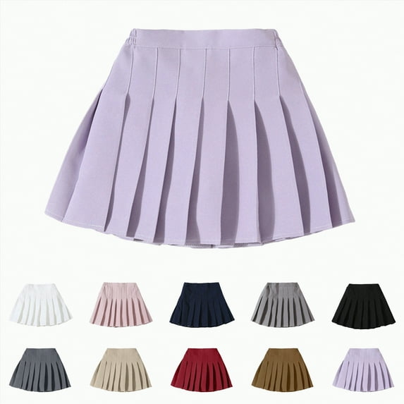 mgoYE Pleated Skirt Toddler Baby Girls Baby Girls Uniform Skirt Built in Shorts Tennis Casual Skorts for Little Kid|Black 8-9 Years