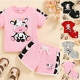 thumbnail image 1 of mgoYE Preemie Girls Baby Clothes Toddler Baby Girl Summer Clothes Set Short Sleeve T-Shirt Shorts 2pcs Outfits(Pink,18-24 Months), 1 of 9