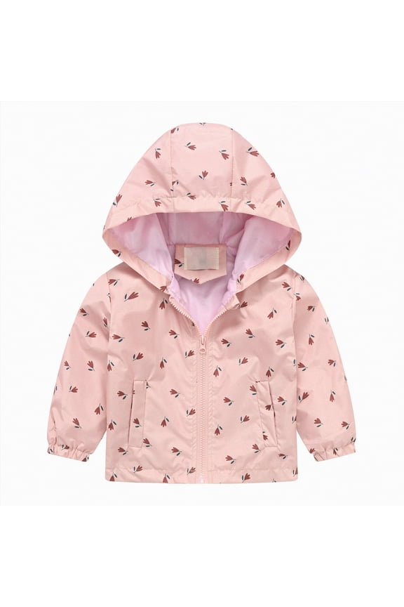 Rain Jacket 4t Boy Toddler Boy's Cartoon Dinosaur Zip Jacket Lightweight Hooded Windbreakers Outdoor Raincoat(Pink,1-2 Years)