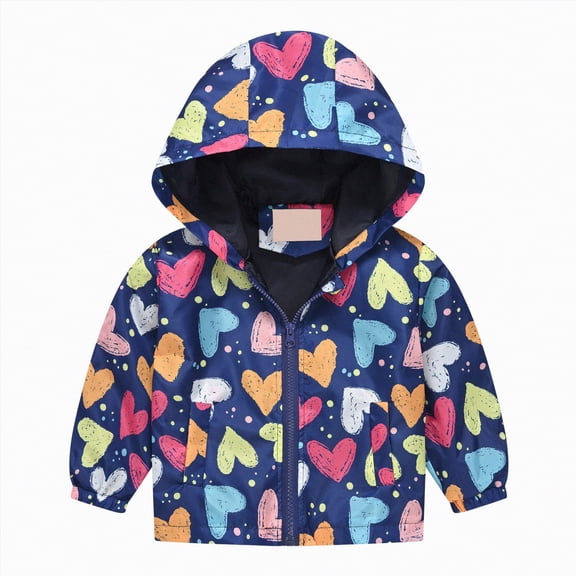 mgoYE Rain Jacket Boys Toddler Boys Cartoon Raincoat Waterproof,Lightweight Kids Rain Long Sleeve Jacket Windbreaker Outwear Coat(Blue,2-3 Years)