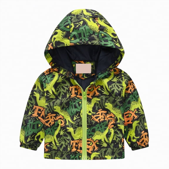 mgoYE Rain Jacket Girls Cartoon Print Hood for Kids Lightweight Waterproof Windbreaker Fall Casual Cute Windproof Rain Coats(Camouflage,2-3 Years)