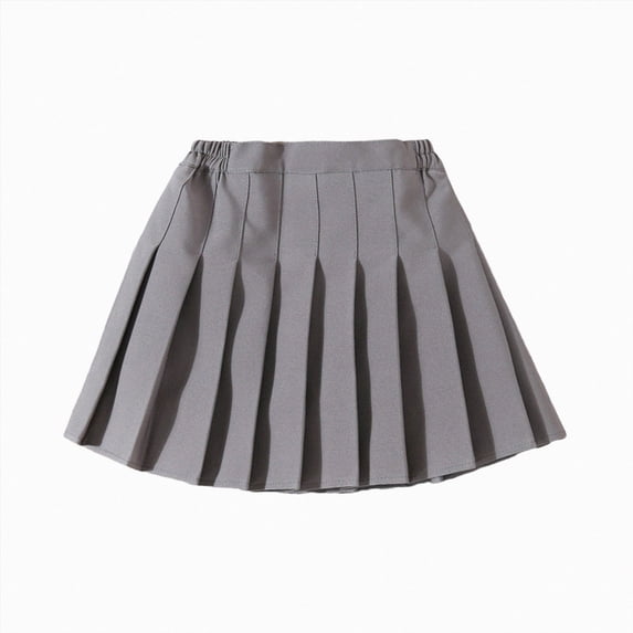 mgoYE School Uniform Skirt Girls 3-16T Kids High Waist A-line Pleated Skorts Girls Solid Color Mini Skirts with Shorts(GY1,3-4 Years)