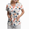 thumbnail image 1 of mgoYE Scrubs for Women V-Neck Cute Printed Scrub Tops Women Shirt Soft Casual Uniform with Pockets(Orange,M), 1 of 5