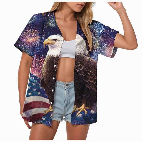 mgoYE Shirt for Women 250th Anniversary USA Shirt 4th of July Button Shirts for Women American Flag Patriotic Button Shirts 250 Anniversary USA Stars and Stripes Independence Day Tee Top