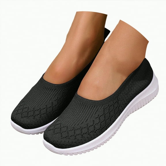 mgoYE Slip Resistant Work Shoes for Women Women's Slip-On Sneaker|Black 9
