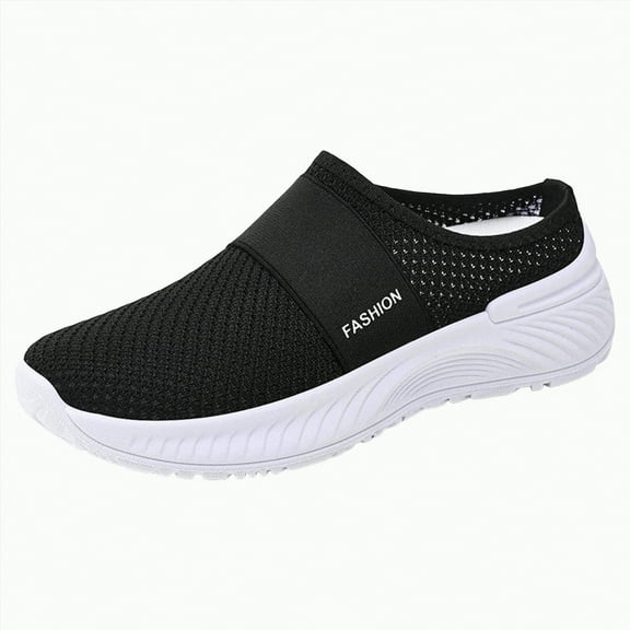 mgoYE Slip Resistant Work Shoes for Women Women's Slip-On Sneaker|Black 9