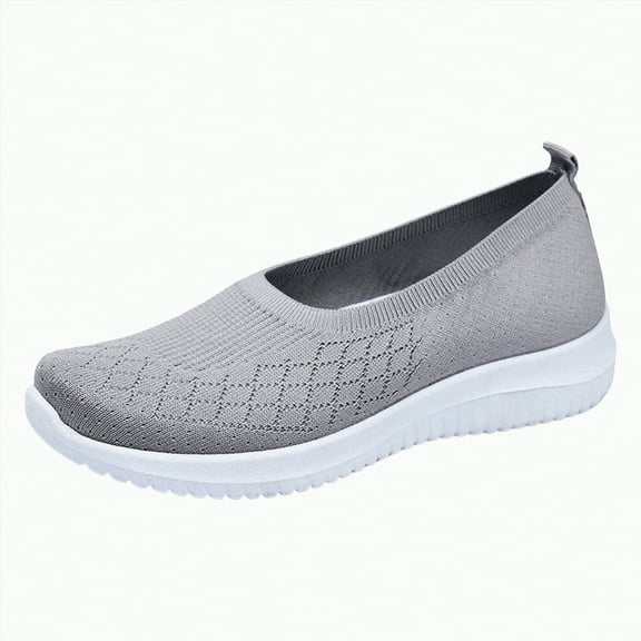 mgoYE Slip Resistant Work Shoes for Women Women's Slip-On Sneaker|Grey 10