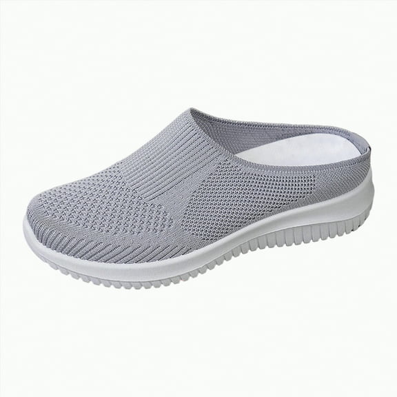 mgoYE Slip Resistant Work Shoes for Women Women's Slip-On Sneaker|Grey 6