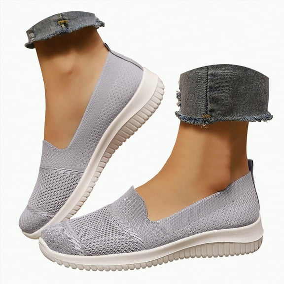 mgoYE Slip Resistant Work Shoes for Women Women's Slip-On Sneaker|Grey 9