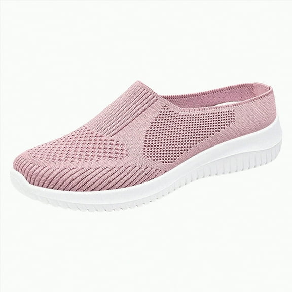mgoYE Slip Resistant Work Shoes for Women Women's Slip-On Sneaker|Pink 6