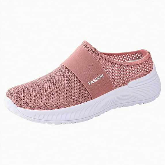 mgoYE Slip Resistant Work Shoes for Women Women's Slip-On Sneaker|Pink 8.5