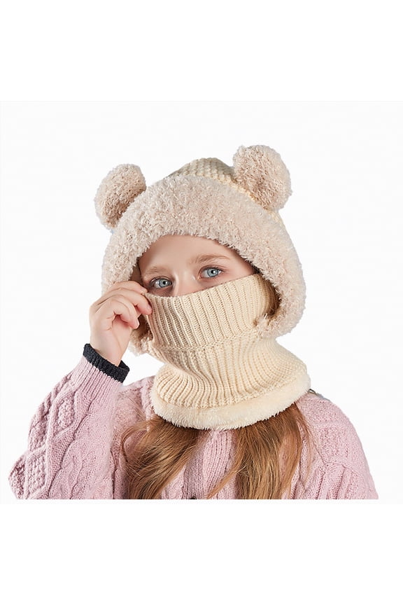 Snow Hats for Boys Toddler Scarf Woolen Earflap Hood Warm Skull Knit Caps Crochet Earflap Pilot Hats Beanie Cap for Toddlers Baby Girls and Boys One Size(Beige,One Size)