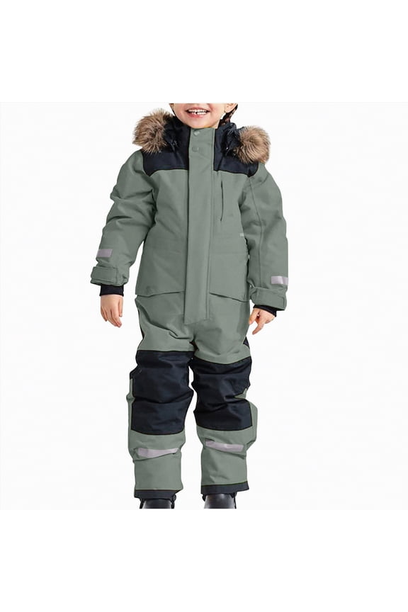 Snow Suit for Kids Boys Girls One Piece Snowsuit Waterproof Windproof Winter Outdoor Overalls Snowboarding Ski Suits(Grey,18-24 Months)