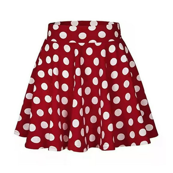 mgoYE Summer Skirts for Women Women's Solid Flared Lightweight Elastic Waist Classic Midi Skirt Polyester| Red XL