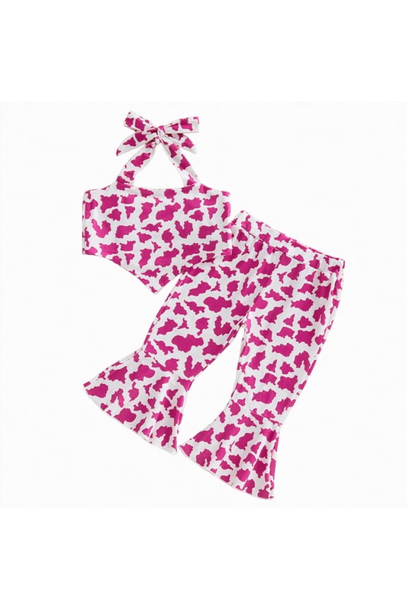 Summer Toddler Girl Clothes Spring Outfit Peter Pan Collar Sleeveless Plaid Vest Tops Elastic Waist Pants Set Kids Summer Clothes(Hot Pink,18-24 Months)