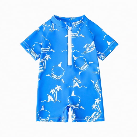 mgoYE Swimsuit for Baby Girl 6-12 Months Cute Baby Boy Swimsuit Short Sleeve One Piece Bathing Suit Summer Infant Rash Guard Surfing Suit 0M-3T(Blue,18-24 Months)