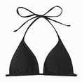 thumbnail image 1 of mgoYE Swimsuit Tops for Women Women's Triangle Bikini Top String Push up Padded Halter Bathing Suit Top(Black,L), 1 of 8