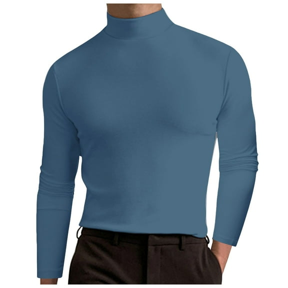 mgoYE T Shirt Men Men's Regular-Fit Crewneck T-Shirts, Long-Sleeve Mens Shirts Casual(Light Blue,XL)