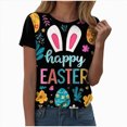 thumbnail image 1 of mgoYE T-Shirt for Women Womens Happy Easter Day Neck Shirt Funny Bunny Rabbit Eggs Graphic Short Sleeve Tee Spring Casual Tops(Black,XL), 1 of 7