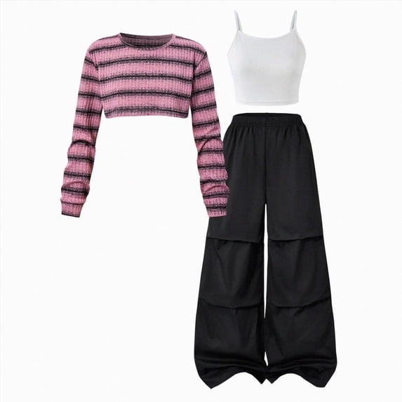 mgoYE Teen Girls Clothes 3 Piece Knit Top and Pants Fall Outfits Tween Girls Trendy Clothes
