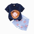 thumbnail image 1 of mgoYE Toddler Baby Boy Baseball Outfit Short Sleeve T-Shirt Shorts Set 2Pcs Infant Baseball Clothing Summer Clothes(Navy,3-6 Months), 1 of 5