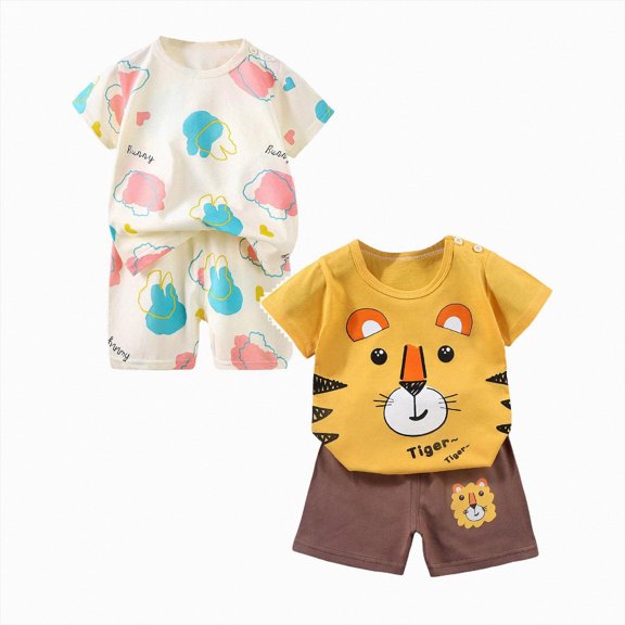 mgoYE Toddler Baby Boy Clothes 7-8 Years Summer Outfits irls Outfit Short Sleeve Letter T Shirt Top Shorts Set 4Pcs