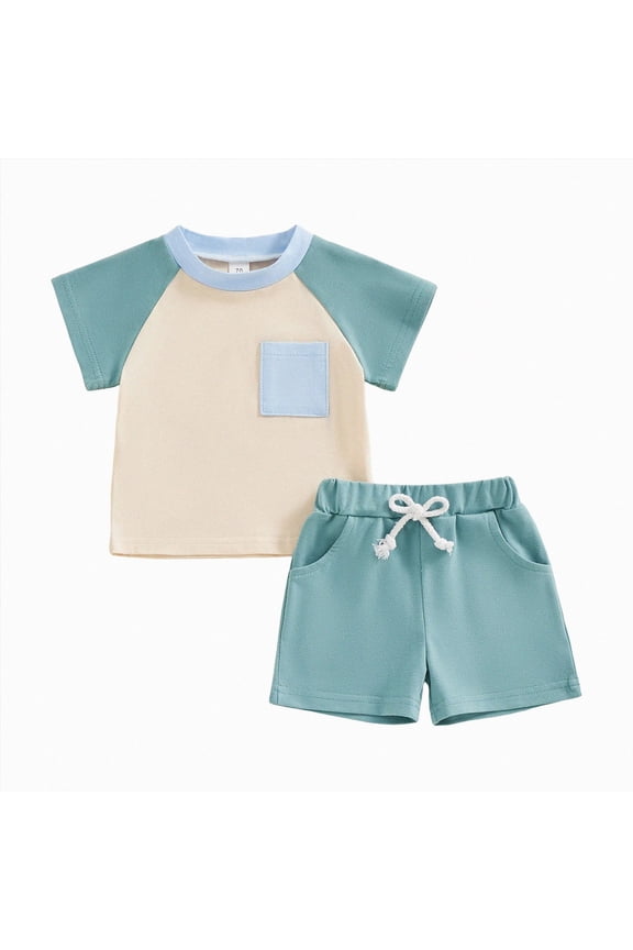 Toddler Baby Boy Clothes Funny Pattern Short Sleeve Tshirt Pullover Top Shorts Summer Outfits(Green,6-12 Months)