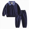 thumbnail image 1 of mgoYE Toddler Baby Boy Clothes Long Sleeve Lapel Sweatshirt Pullover Joggers Pants Fall Winter Outfit Set Size 4-5 Years, 1 of 6