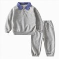 thumbnail image 1 of mgoYE Toddler Baby Boy Clothes Long Sleeve Lapel Sweatshirt Pullover Joggers Pants Fall Winter Outfit Set Size 8-9 Years, 1 of 6