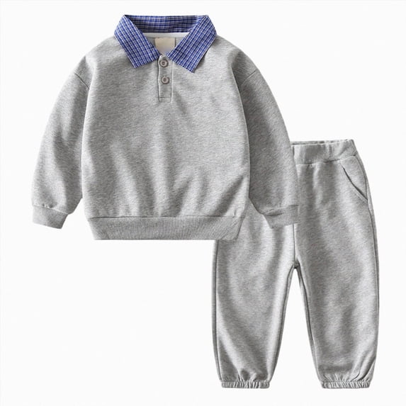 mgoYE Toddler Baby Boy Clothes Long Sleeve Lapel Sweatshirt Pullover Joggers Pants Fall Winter Outfit Set Size 8-9 Years