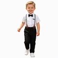 thumbnail image 1 of mgoYE Toddler Baby Boy Clothes Suit Gentleman Wedding Outfits 18 24 Month 3t 4t 5t, Formal Dress Shirt with Bowtie + Suspender Pants Size 2-3Y, 1 of 7