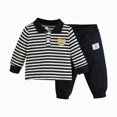 thumbnail image 1 of mgoYE Toddler Baby Boy Fall Winter Clothes 9-12 Months Striped Long Sleeve Sweatshirt Pullover Joggers Pants Set Newborn Outfits Navy, 1 of 8