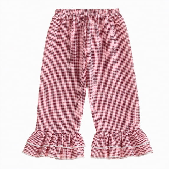mgoYE Toddler Baby Boy Girl Pants Retro Elastic Waist Checkered Plaid Long Pants Casual Sweatpants Bottoms 9M-5T(Red,12-18 Months)