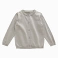 thumbnail image 1 of mgoYE Toddler Baby Boys Girls Crewneck Cardigan Sweaters Long Sleeve Kids Button Cotton School Uniform Knit Tops Outwear(Grey,9-10 Years), 1 of 6