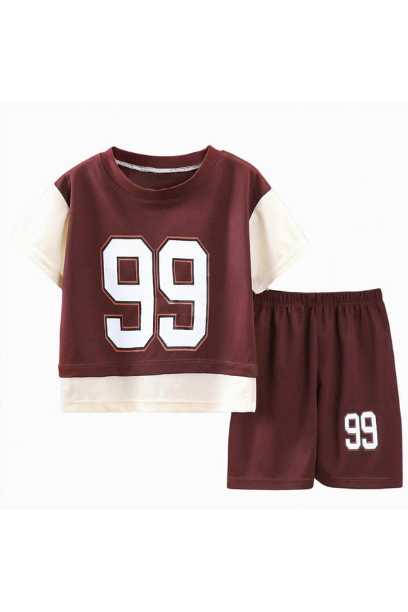 Toddler Baby Boys Summer Clothes 2-3 Years Short Sleeve Top and Casual Shorts 2-Piece Kids Outfits Boys Sets Red