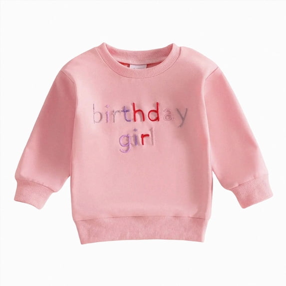 mgoYE Toddler Baby Fall Outfit Birthday Girl Crewneck Sweatshirt Tops Birthday Shirt Kids Spring Fall Clothes