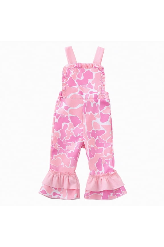 Toddler Baby Girl Camo Jumpsuit Clothes Infant Golf Print Romper Sleeveless Jumpsuit Overalls Cute Summer Camo Outfits(Pink,2-3 Years)