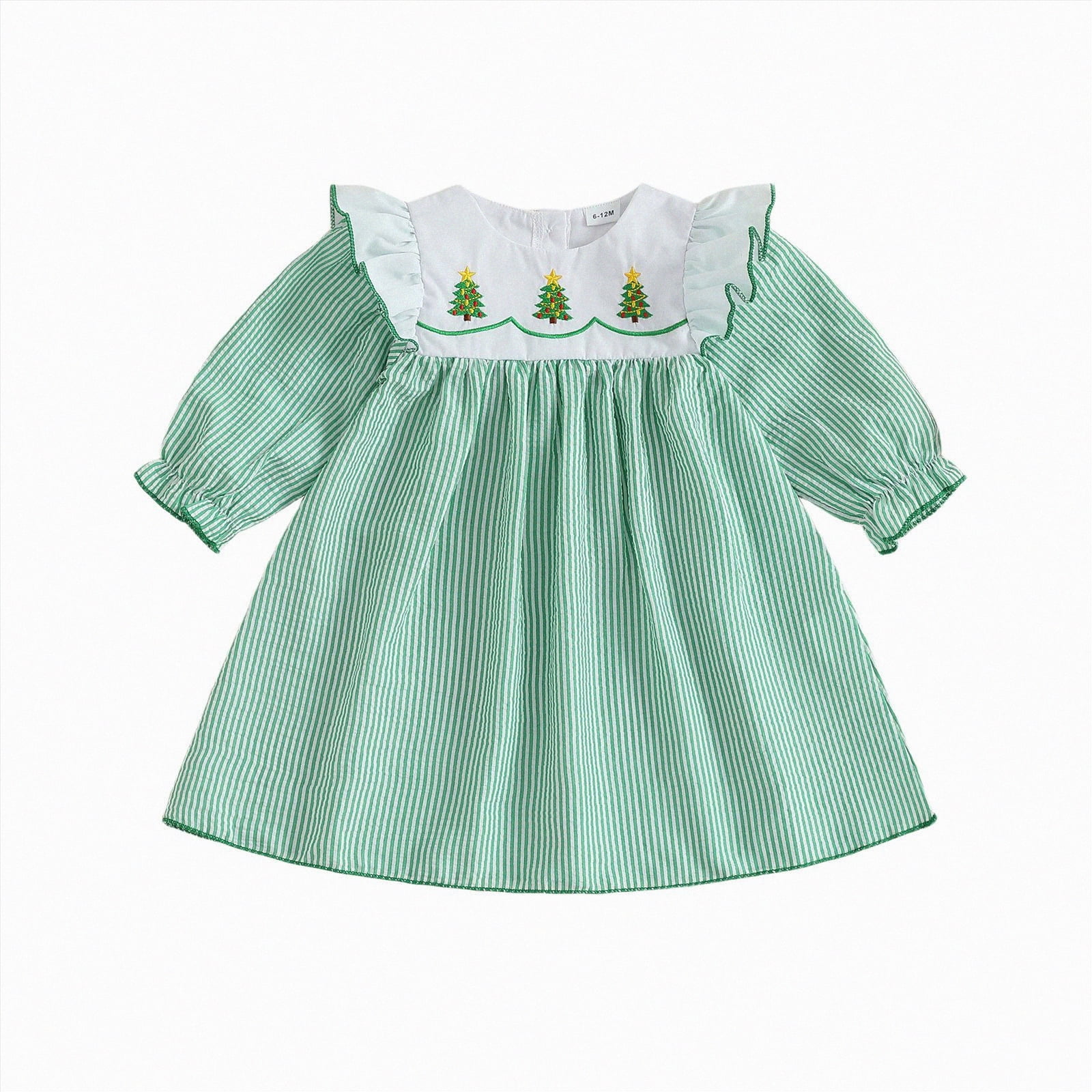 mgoYE Toddler Baby Girl Christmas Outfit Embroidery Long Sleeve Dress  Smocked Bubble Clothes(Green,6-12 Months) - Walmart.com