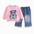 thumbnail image 1 of mgoYE Toddler Baby Girl Clothes Long Sleeve Bear Pattern Hoodie Crewneck Sweatshirt Denim Jeans Pants Fall Winter Baby Girl Outfit 3-4 Years, 1 of 5