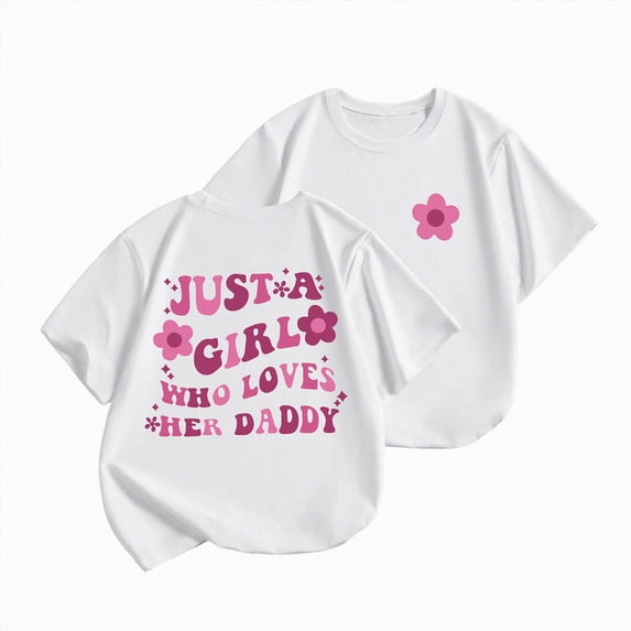 mgoYE Toddler Baby Girl Cotton T-Shirt Father's Day Gift Short Sleeve Cute Graphic Shirt for Kids Girls Tees(Hot Pink,5-6 Years)