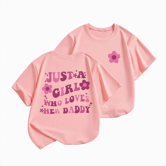 mgoYE Toddler Baby Girl Cotton T-Shirt Father's Day Gift Short Sleeve Cute Graphic Shirt for Kids Girls Tees(Light Pink,4-5 Years)